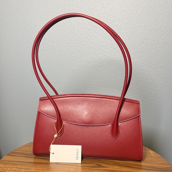Quince Handbags - Quince Merlot Red Leather Shoulder Tote